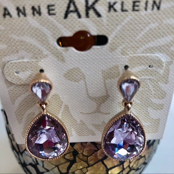 Anne Klein Amethyst & Gold Drop Earrings💖 - Picture 3 of 4